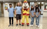 Teens with fire dog